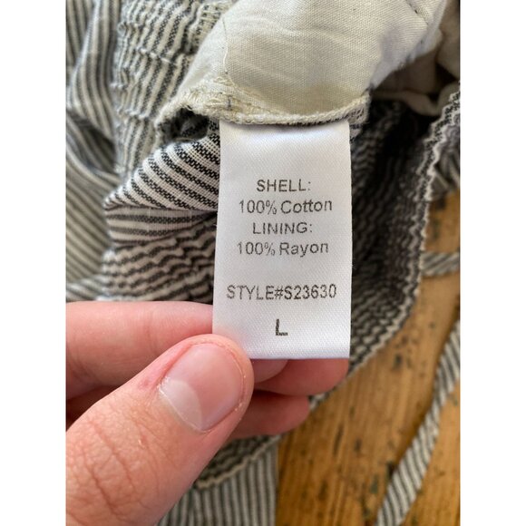 Mustard Seed Womens Striped High-Waisted Wide-Leg Pants L Gray Cotton Blend - Picture 5 of 8